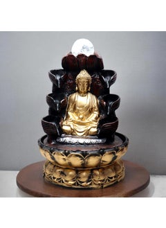 Decor Bazar Decor Bazar Polyresin Table Top Indoor Outdoor Water Fall Fountain with Crystal Ball LED Lights for Home Decor Decoration Gift Gifting Items Buddha  - Image 3