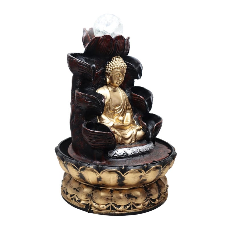 Decor Bazar Decor Bazar Polyresin Table Top Indoor Outdoor Water Fall Fountain with Crystal Ball LED Lights for Home Decor Decoration Gift Gifting Items Buddha  - Image 4