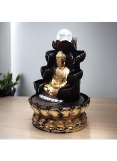 Decor Bazar Decor Bazar Polyresin Table Top Indoor Outdoor Water Fall Fountain with Crystal Ball LED Lights for Home Decor Decoration Gift Gifting Items Buddha  - Image 2