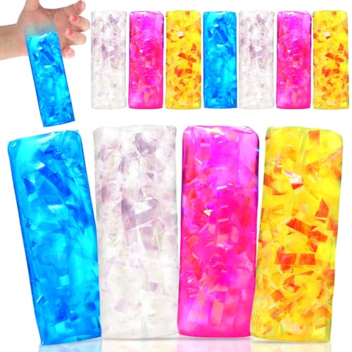 Sonwyoung 12 Pcs Water Snake Fidget Toys Water Wiggler Cant Hold Novelty Trick Slippery Snake Wiggler Tube Sensory Toys for Home School Party Favor Prizes Birthday Gifts Light Color - Image 1