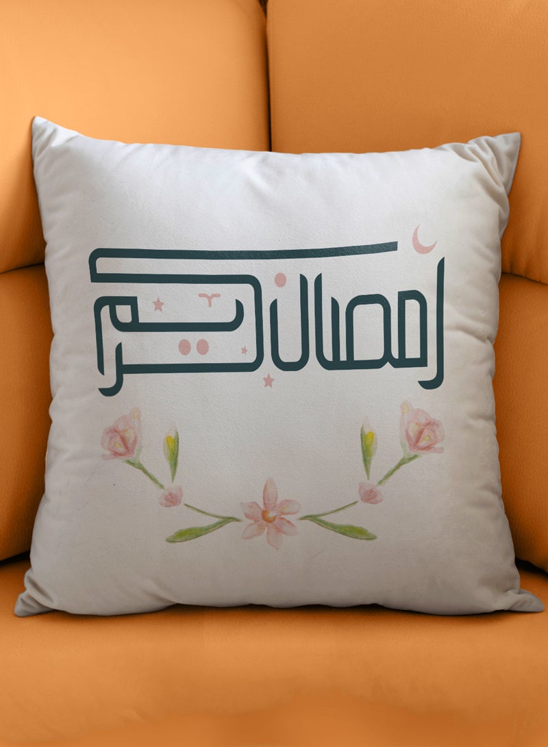 لوحة غطاء وسادة من البوليستر بتصميم رمضان كريم مع نمط ورود - Image 1