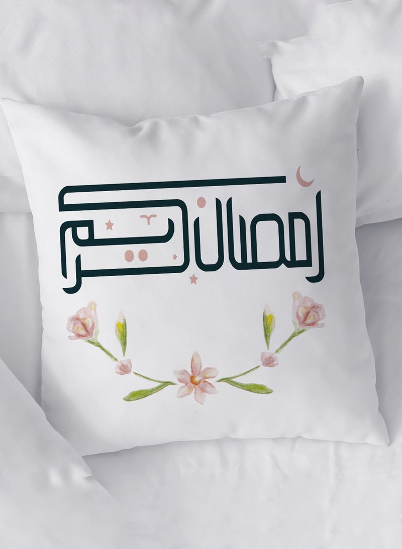 لوحة غطاء وسادة من البوليستر بتصميم رمضان كريم مع نمط ورود - Image 3