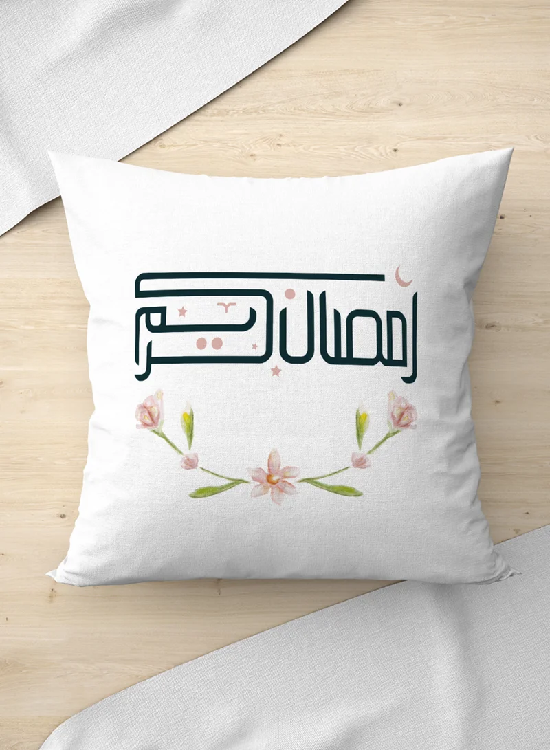 لوحة غطاء وسادة من البوليستر بتصميم رمضان كريم مع نمط ورود