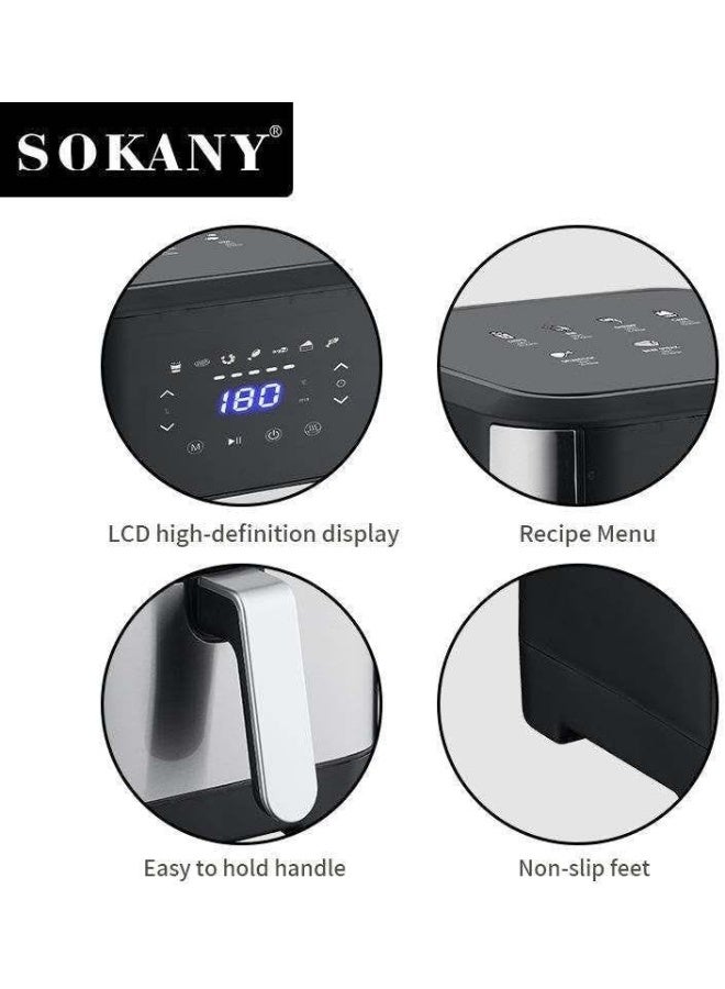 Sokany SK-8040 7 L Digital Air Fryer – 1800W Oil-Free Cooker with Touch Screen, Timer & Adjustable Temp – Black & Silver - Image 3