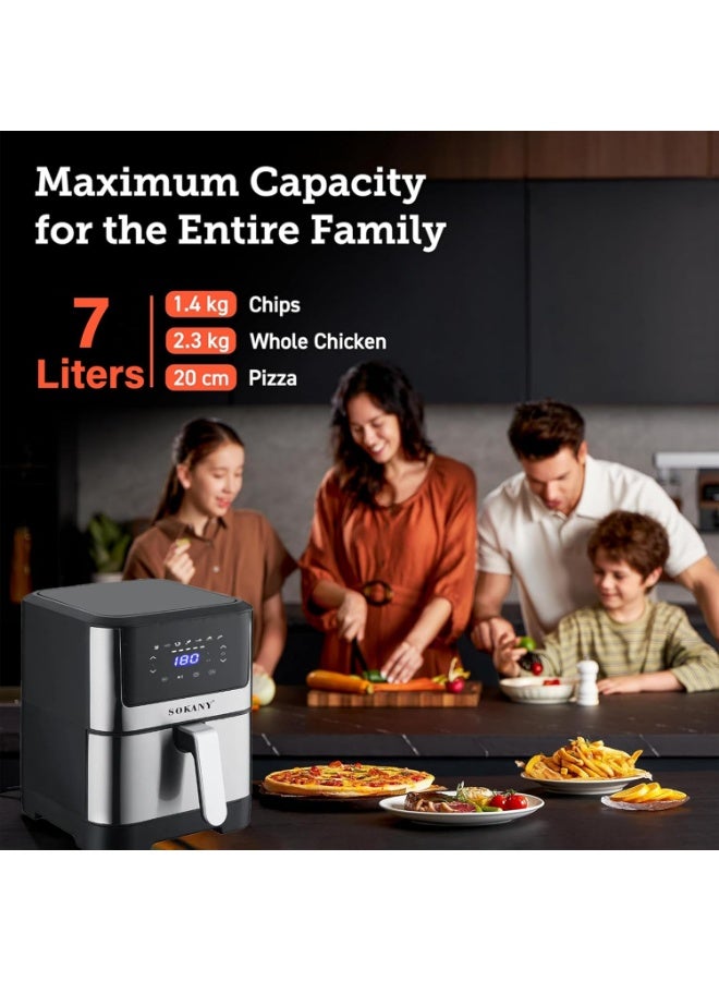 Sokany SK-8040 7 L Digital Air Fryer – 1800W Oil-Free Cooker with Touch Screen, Timer & Adjustable Temp – Black & Silver - Image 4