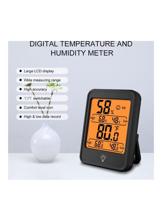 LED Digital Hygrometer Indoor Thermometer Room Thermometer and Hygrometer with Temperature Monitor (Black) - Image 2