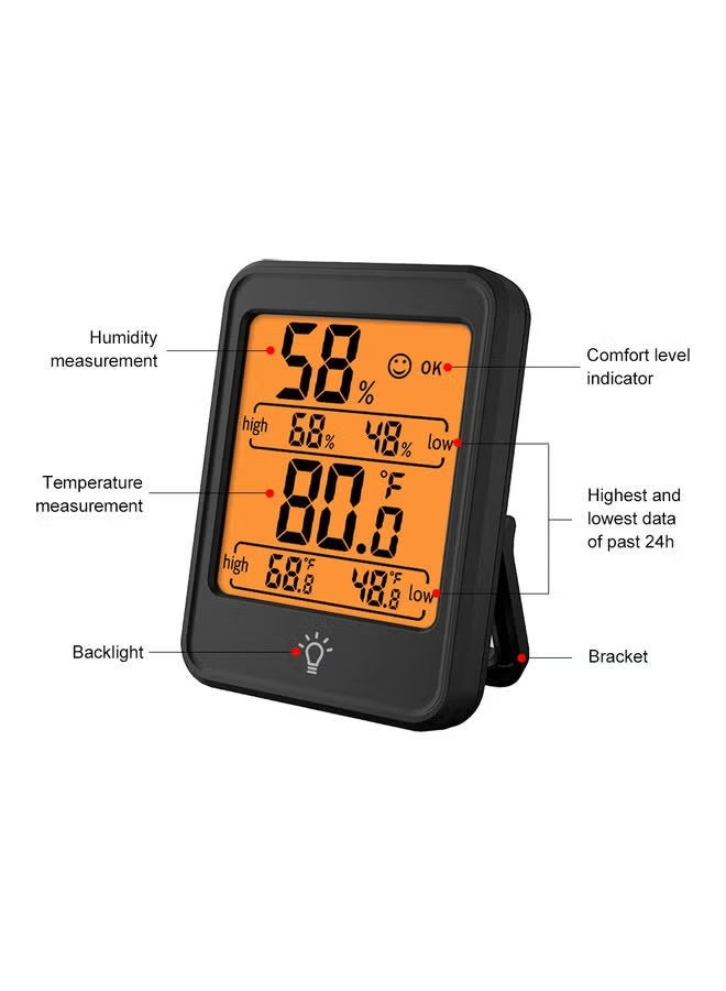 LED Digital Hygrometer Indoor Thermometer Room Thermometer and Hygrometer with Temperature Monitor (Black) - Image 3