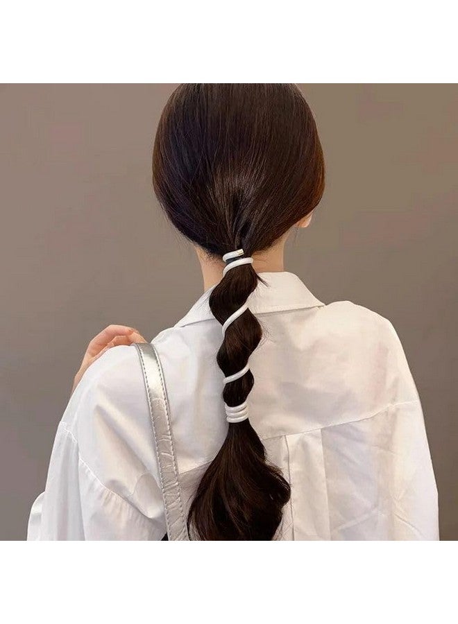 FICTIOUS Telephone Line Hair Tie Spiral Hair Ties No Damage Camellia Braided Hair Ties Floral Hair Elastic Coil Hair Ties Ponytail Holders Telephone Wire Hair Bands Hair Accessories for Women (2 pc, Multi Color) - Image 2