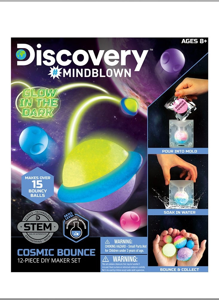 Discovery Mindblown Make Your Own Cosmic Bounce Glow in the Dark 12 PC Experiment Kit, Colourful Planet Models STEM Toys for Kids 8+ Years  - Image 2
