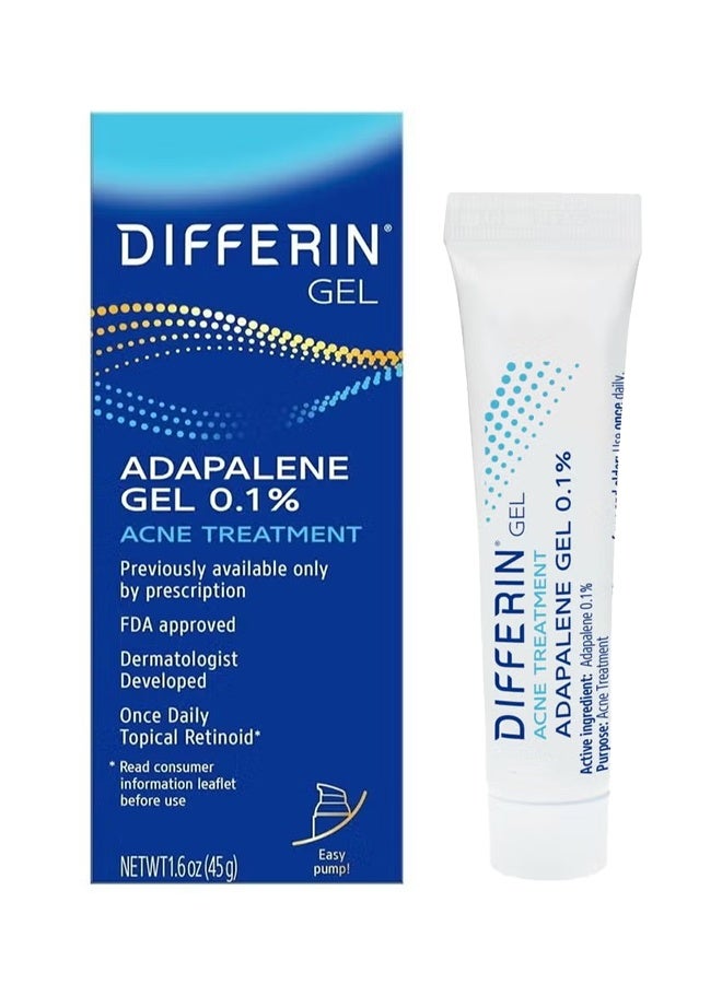 differin Acne Treatment Gel 45g, 90 Day Supply, Retinoid Treatment for Face with 0.1% Adapalene, Gentle Skin Care for Acne Prone Sensitive Skin - Image 1