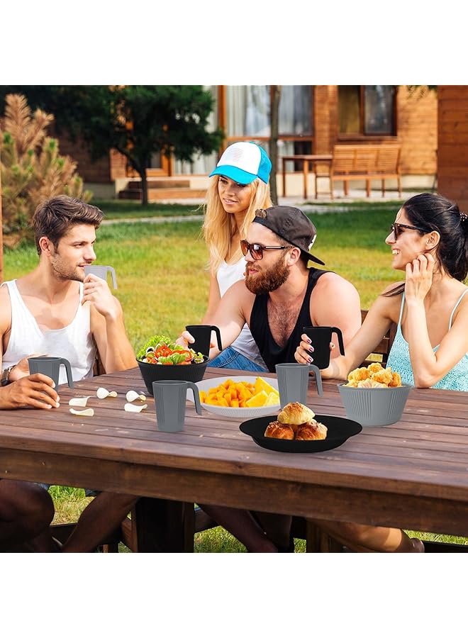 Excefore Unbreakable Plastic Dinnerware Set For 6   Reusable Tableware With Plates, Bowls, Cups   Microwave & Dishwasher Safe   Ideal For Camping, Picnics, Home & Parties - Image 5