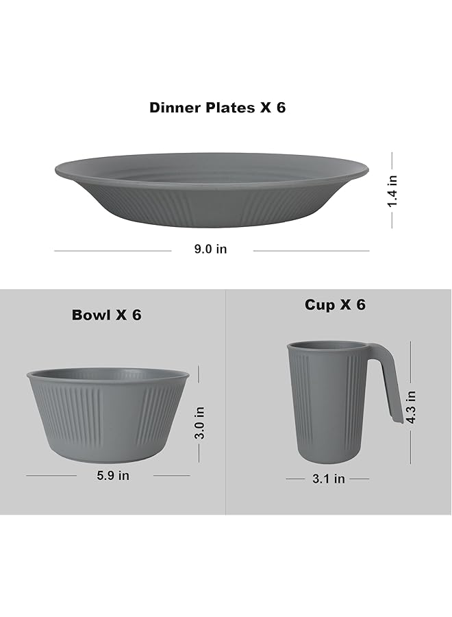 Excefore Unbreakable Plastic Dinnerware Set For 6   Reusable Tableware With Plates, Bowls, Cups   Microwave & Dishwasher Safe   Ideal For Camping, Picnics, Home & Parties - Image 2