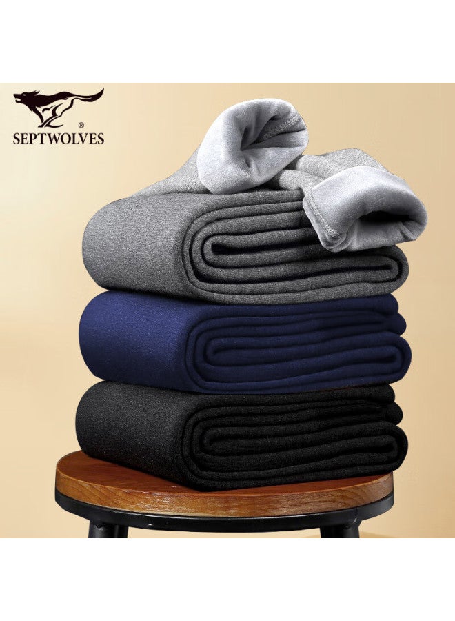 Septwolves Men's Thickened And Warm Fleece-lined Autumn Pants Warm Underwear Winter Cold-proof Cotton Pants - Image 2