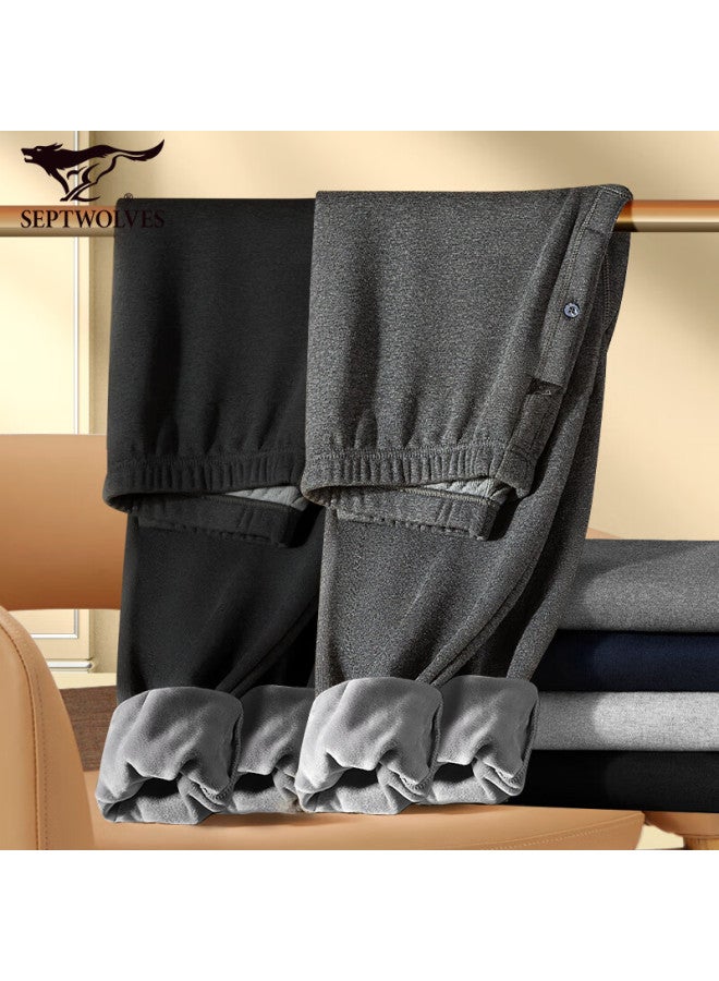 Septwolves Men's Thickened And Warm Fleece-lined Autumn Pants Warm Underwear Winter Cold-proof Cotton Pants - Image 1