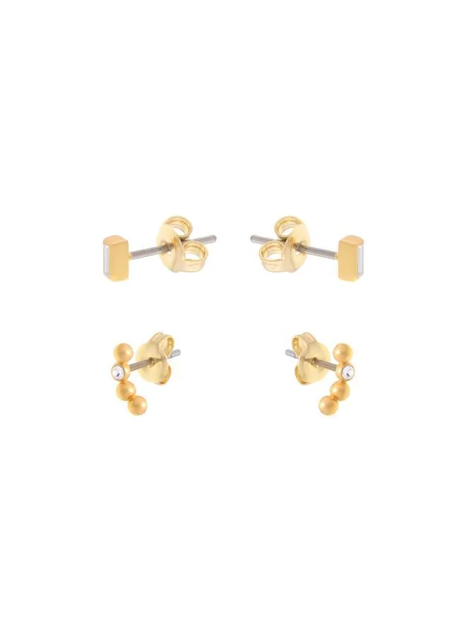 ريس Mina: Micro Baguette & Curved Crystal Stud Earrings Set