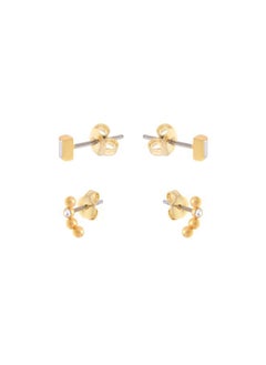 REISS Mina: Micro Baguette & Curved Crystal Stud Earrings Set  - Image 3