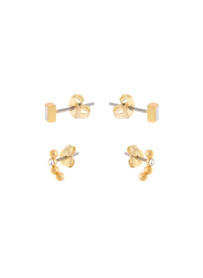REISS - Mina: Micro Baguette & Curved Crystal Stud Earrings Set - Image 1