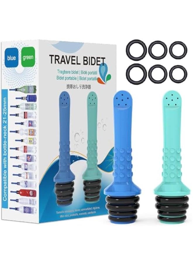MOXO 2  Portable Bidet for Toilet Universal Travel Bidet Spray for Pregnant Woman Baby Wholesome  Personal Hand Wash Pump for Hemorrhoids Outdoor Hotel Blue Green  - Image 1