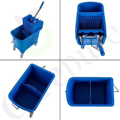 Carepure Single Bucket Down Press Wringer Mop Trolley | Mini Mop Bucket Wringer Trolley - 20 Liter - Blue - Image 4