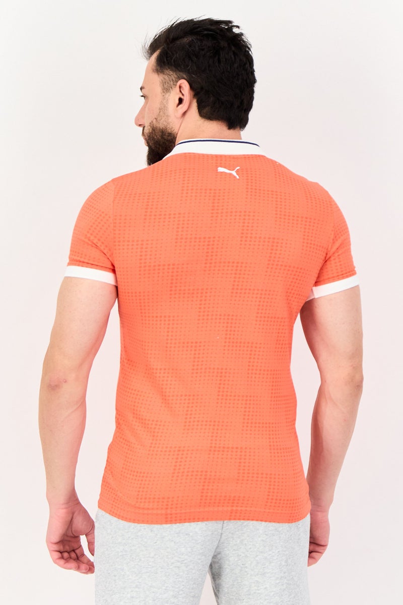 Puma x One8 Men Slim Fit Short Sleeves Outdoor Polo Shirt, Orange - Image 3