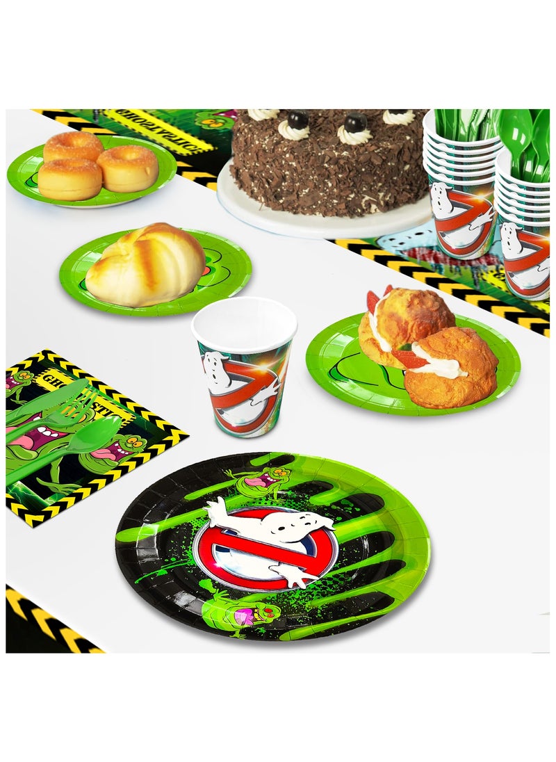 FRUITFUL PARTY - Ghostbusters Birthday Party Decorations for 10 Guest, 117pcs Ghostbusters Disposable Party Tableware Set Ghostbusters Themed Party Plates Tablecloth Paper Dinner Plates Tablecloth - Image 1