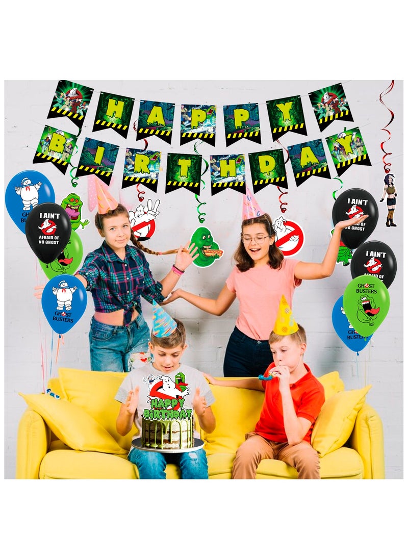 FRUITFUL PARTY - Ghostbusters Birthday Party Decorations for 10 Guest, 117pcs Ghostbusters Disposable Party Tableware Set Ghostbusters Themed Party Plates Tablecloth Paper Dinner Plates Tablecloth - Image 1