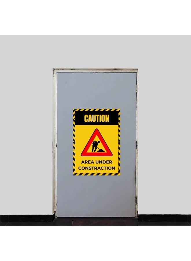 Caution Area Under Construction Sticker A4 Size with Matt Lamination - Image 2