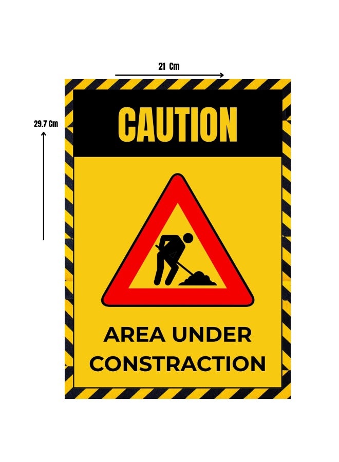 Caution Area Under Construction Sticker A4 Size with Matt Lamination - Image 1