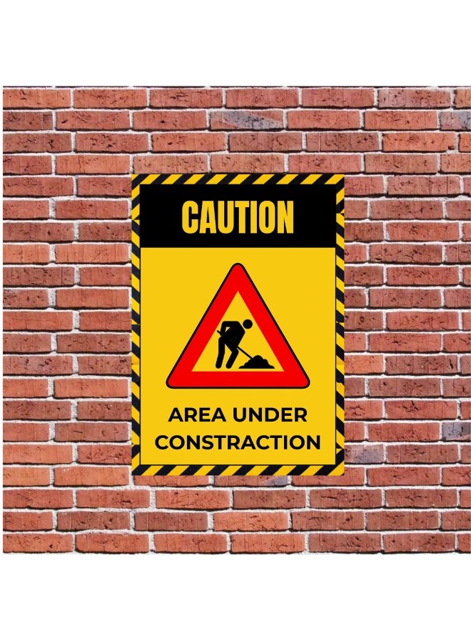 Caution Area Under Construction Sticker A4 Size with Matt Lamination - Image 3