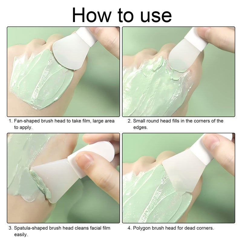 Philbinden 4PCS Face Mask Applicator Brushes, Philbinden Soft Silicone Face Mask Brush Portable Makeup Spatula for Cosmetic Mask, Mud, Clay Mask, Eye Mask, Body Lotion - Image 4