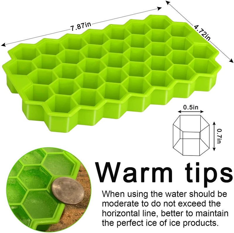 AKRIZA Flexible Silicone Honeycomb 37 Cavity Ice Cube Tray with Plastic Lid (2) - Image 2