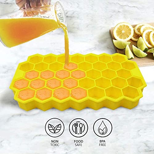 AKRIZA Flexible Silicone Honeycomb 37 Cavity Ice Cube Tray with Plastic Lid (2) - Image 5