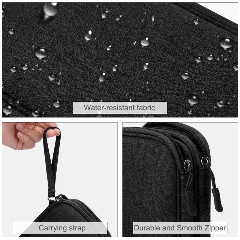 FYY Electronic Organizer, Travel Cable Organizer Bag Pouch Electronic Accessories Carry Case Portable Waterproof Double Layers Storage Bag for Cable, Cord, Charger, Phone, Earphone, Medium, Black - Image 4