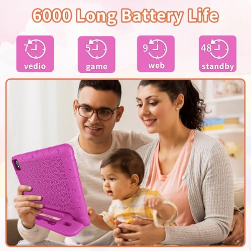 EDDBNi Kids Tablet Android 14 Tablet 10 inch Kids Tablets with Case Quad Core 64GB Dual Camera Parental Controls 2.4G WiFi Educational Tablets (Pink) - Image 3