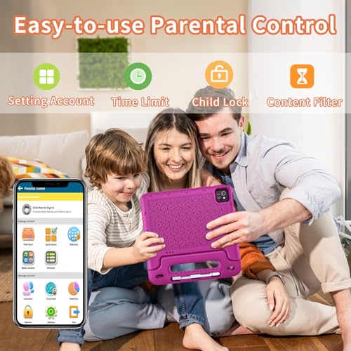 EDDBNi Kids Tablet Android 14 Tablet 10 inch Kids Tablets with Case Quad Core 64GB Dual Camera Parental Controls 2.4G WiFi Educational Tablets (Pink) - Image 5