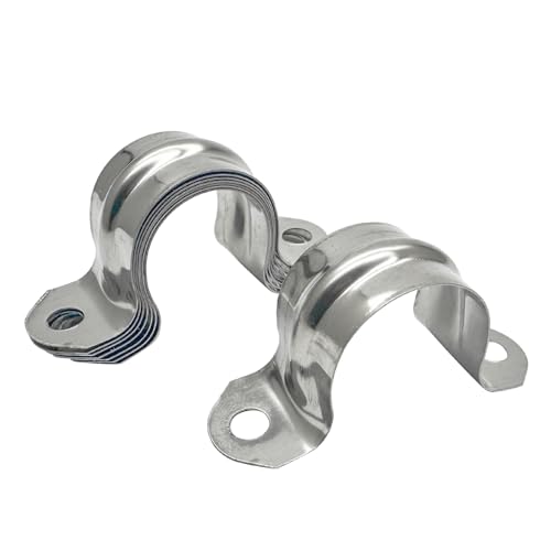 ZLYY 3/4inch Two Hole Strap U Bracket Stainless Steel Tube Strap Tension Clip Assortment Kit Heavy Duty Rigid Pipe Strap Clamp For The Inner Diameter of Water Pipe is 3/4inch 20Pcs (25mm) - Image 1