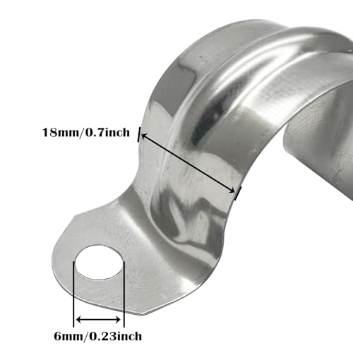 ZLYY 3/4inch Two Hole Strap U Bracket Stainless Steel Tube Strap Tension Clip Assortment Kit Heavy Duty Rigid Pipe Strap Clamp For The Inner Diameter of Water Pipe is 3/4inch 20Pcs (25mm) - Image 4
