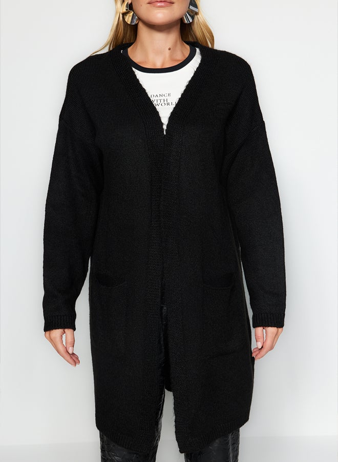 trendyol Black Soft Texture Pocket Detailed Knitwear Cardigan - Image 4