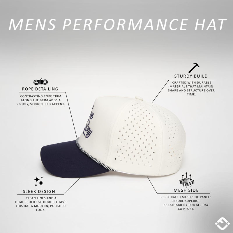 Funky Junque Trendy Rope Golf Cap with Upside-Down Sayings - Lightweight Performance Golf Hats Snapback, Funny Hats for Men, Breathable Everyday Style - Have A Day - Navy/Beige - Image 4