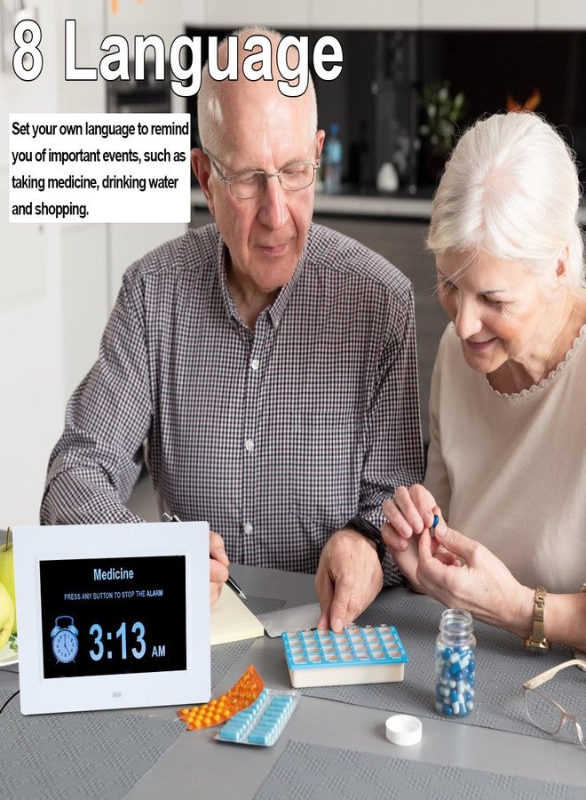 ybest 7 Inch Extra Large Day Date Time Digital Day Calendar Clocks with Auto-Dimming 12 Alarm Reminders Dementia Clock for Senior Elderly impaired Vision Memory Loss - Image 2