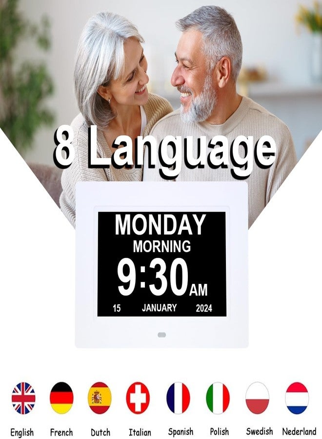 ybest 7 Inch Extra Large Day Date Time Digital Day Calendar Clocks with Auto-Dimming 12 Alarm Reminders Dementia Clock for Senior Elderly impaired Vision Memory Loss - Image 3