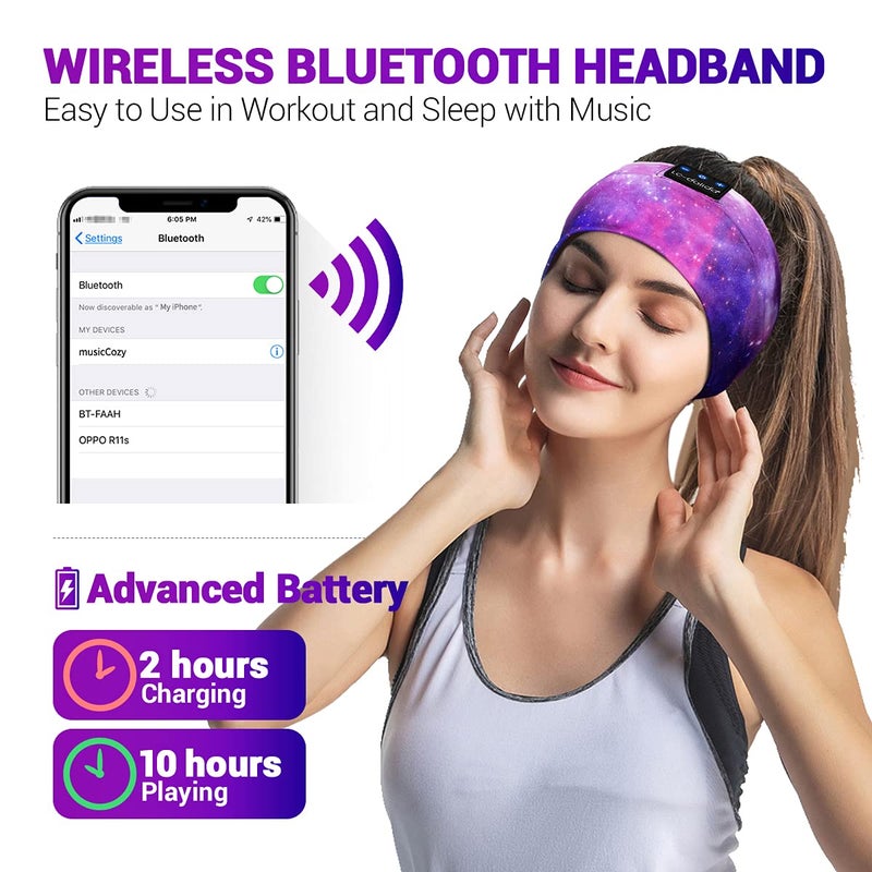 LC-dolida Sleep Headphones Bluetooth Headband Sleeping Wireless Headband Headphones with Thin HD Stereo Speakers Perfect for Side Sleepers, Sport, Yoga, Travel - Image 3