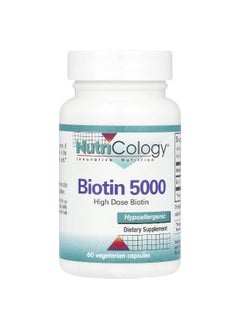 Nutricology Nutricology, Biotin 5000, 5,000 mcg , 60 Vegetarian Capsules  - Image 1