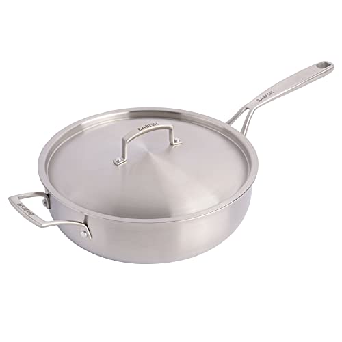 Babish 5-Quart Tri-Ply Stainless Steel Sauté Pan with Lid – Professional Grade Saute Pan for Frying, Searing & One-Pan Meals - Image 1
