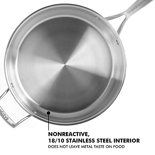 Babish 5-Quart Tri-Ply Stainless Steel Sauté Pan with Lid – Professional Grade Saute Pan for Frying, Searing & One-Pan Meals - Image 2