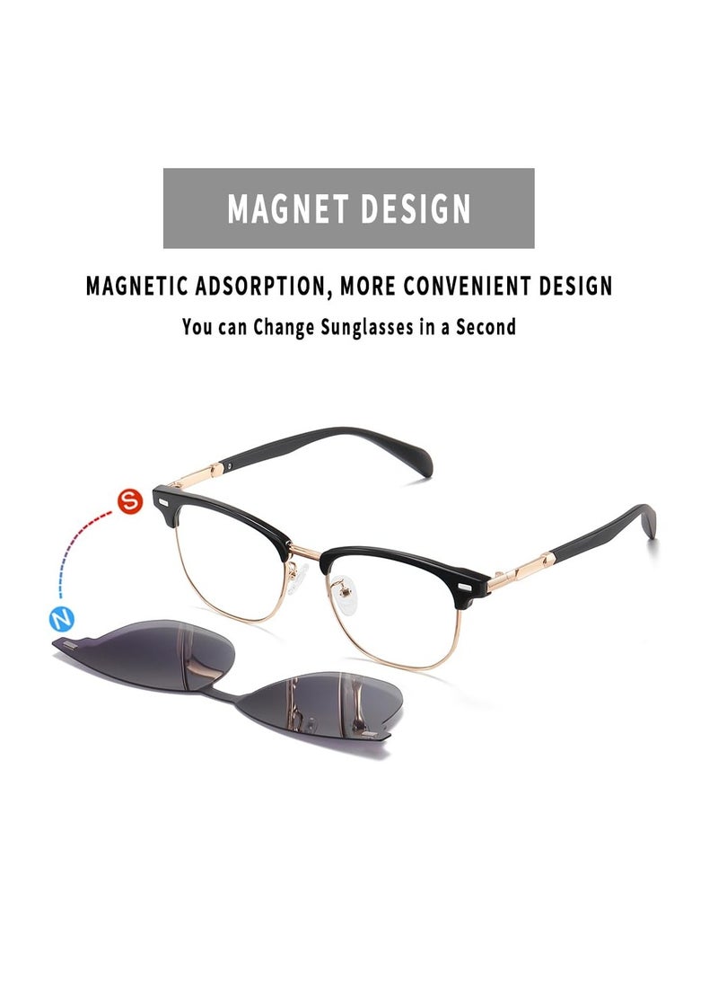 KASTWAVE Blue Light Blocking Glasses, with Polarized ClipOn Sunglasses Lenses, Computer Blue Light Lenses, Magnetic Multi-use Metal Frame for Men Women - Image 4