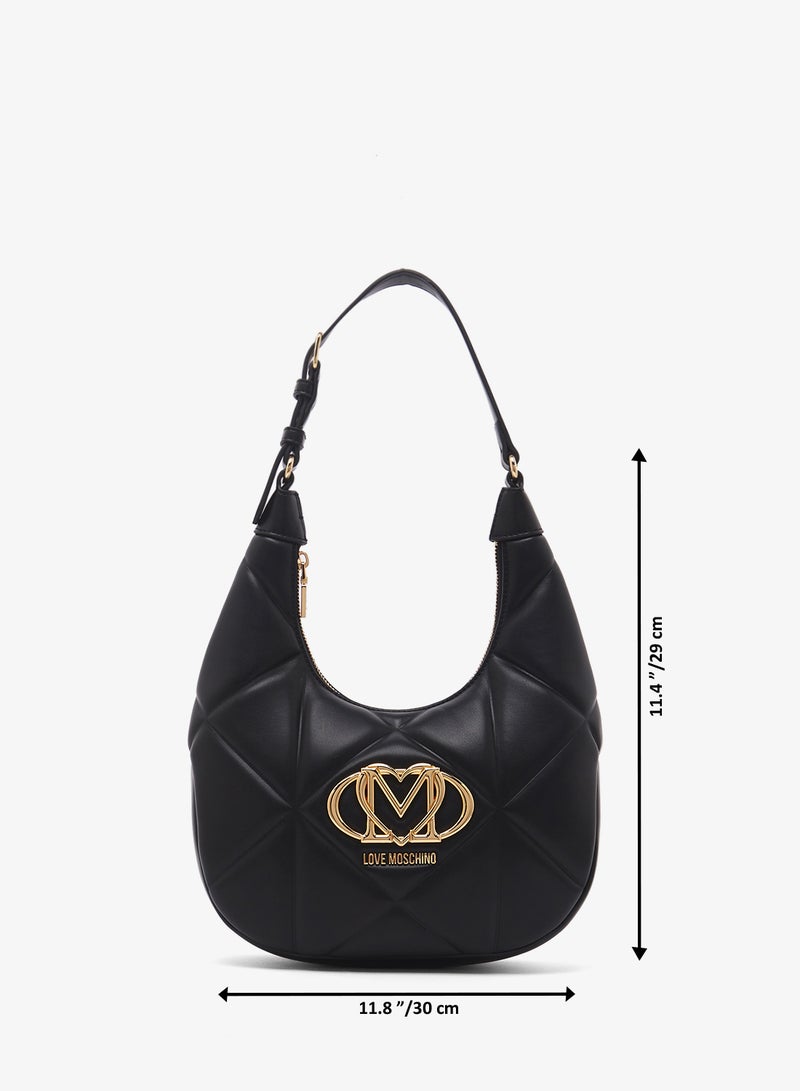 حقيبة كتف بسحاب وشعار ومقبض علوي