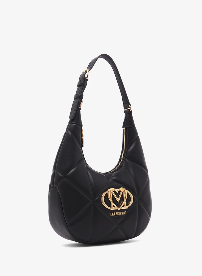 حقيبة كتف بسحاب وشعار ومقبض علوي