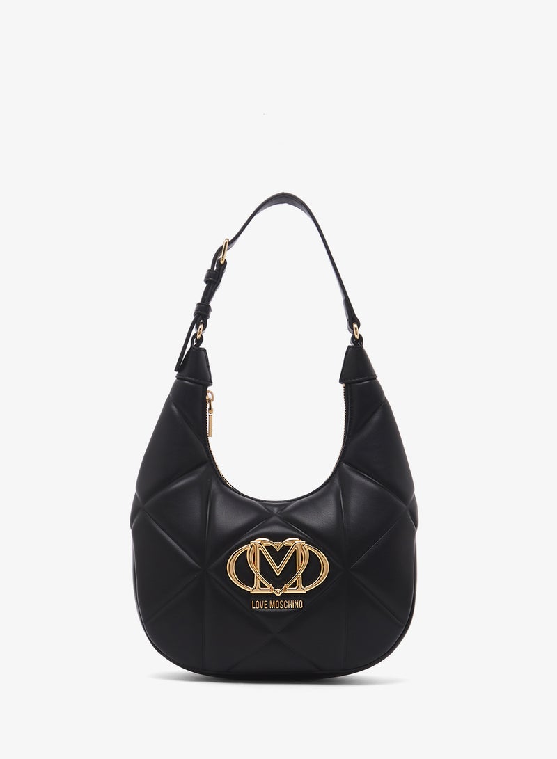 حقيبة كتف بسحاب وشعار ومقبض علوي