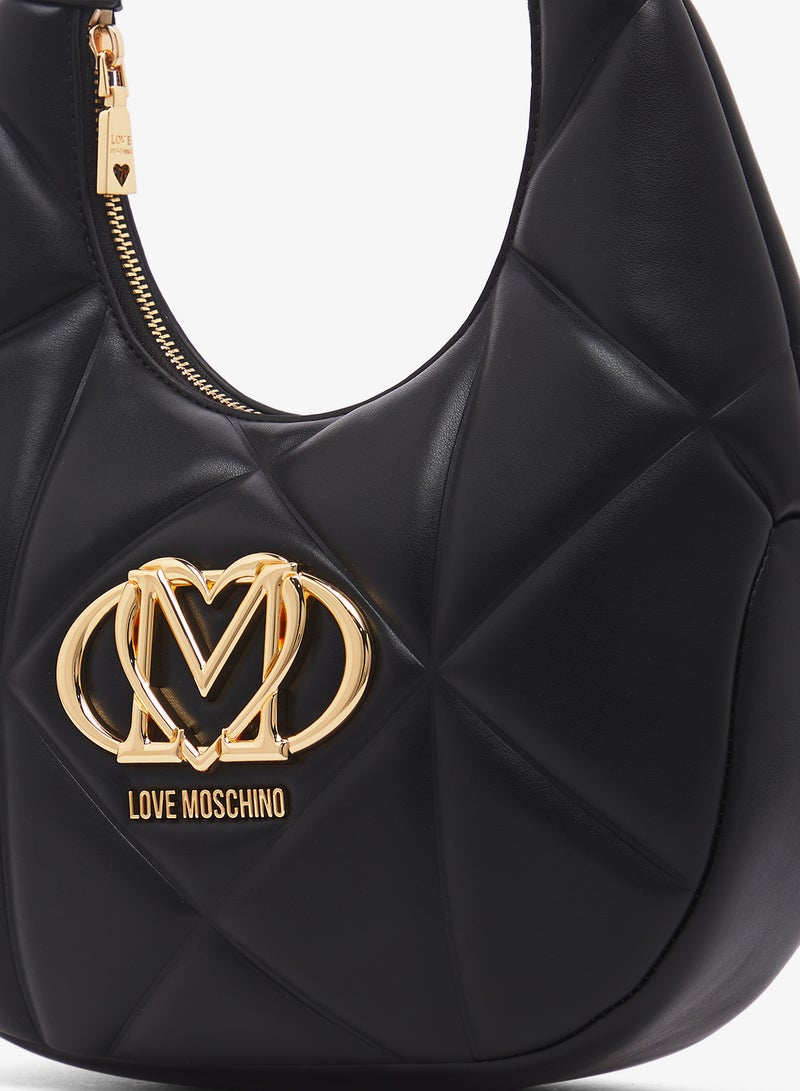 حقيبة كتف بسحاب وشعار ومقبض علوي